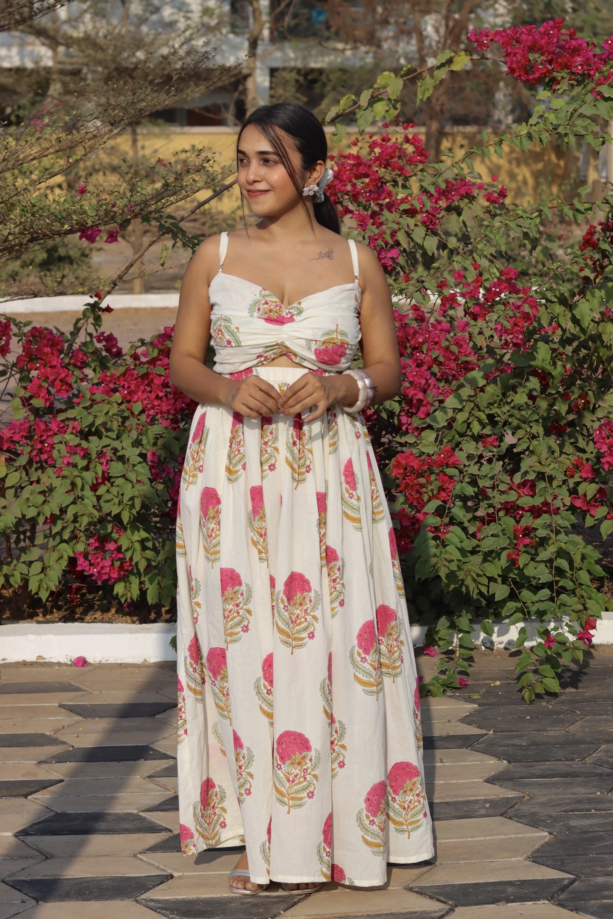 Noor -flowy  cotton dress with a twist front.